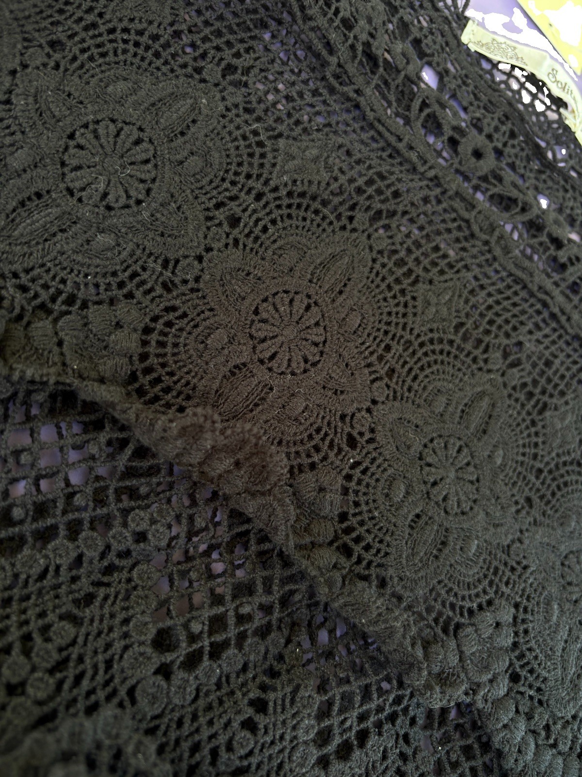 VTG 100% Cotton Black Crochet Tiered Lace Scallop Trim Tank Top Size XS – NWT