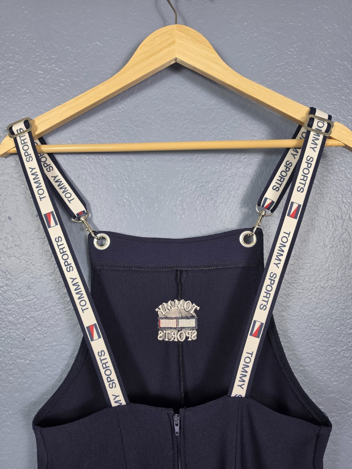 Vintage 90s Tommy Sports Bootleg Overalls Jumpsuit Clover Spellout Straps
