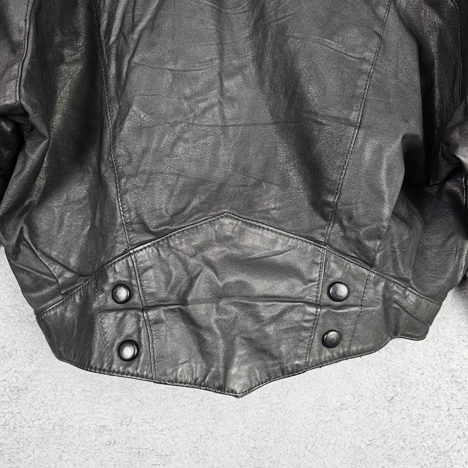 Vtg Wilsons Womens Leather Crop Jacket L Black Moto Biker Gothic Punk