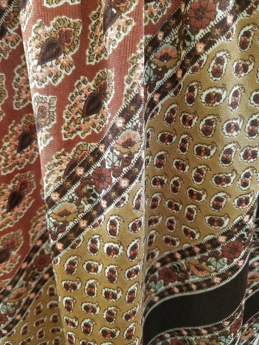Vtg Anne Klein Lily of France 1970s Paisley Caftan Night Gown Tag Sz L Actual M