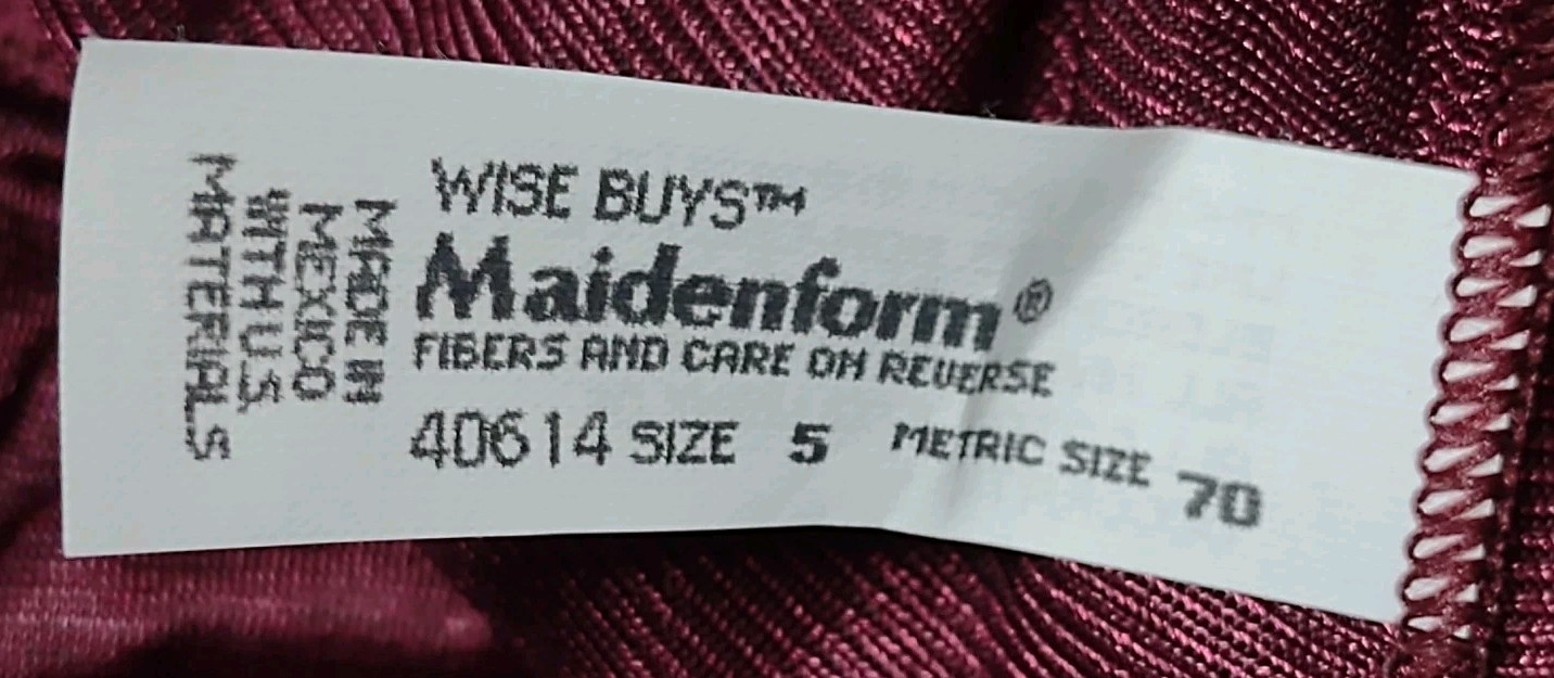 Vtg NWT Maidenform Wise Buys Silky Granny Panty Burgundy Size 5 Style 40614