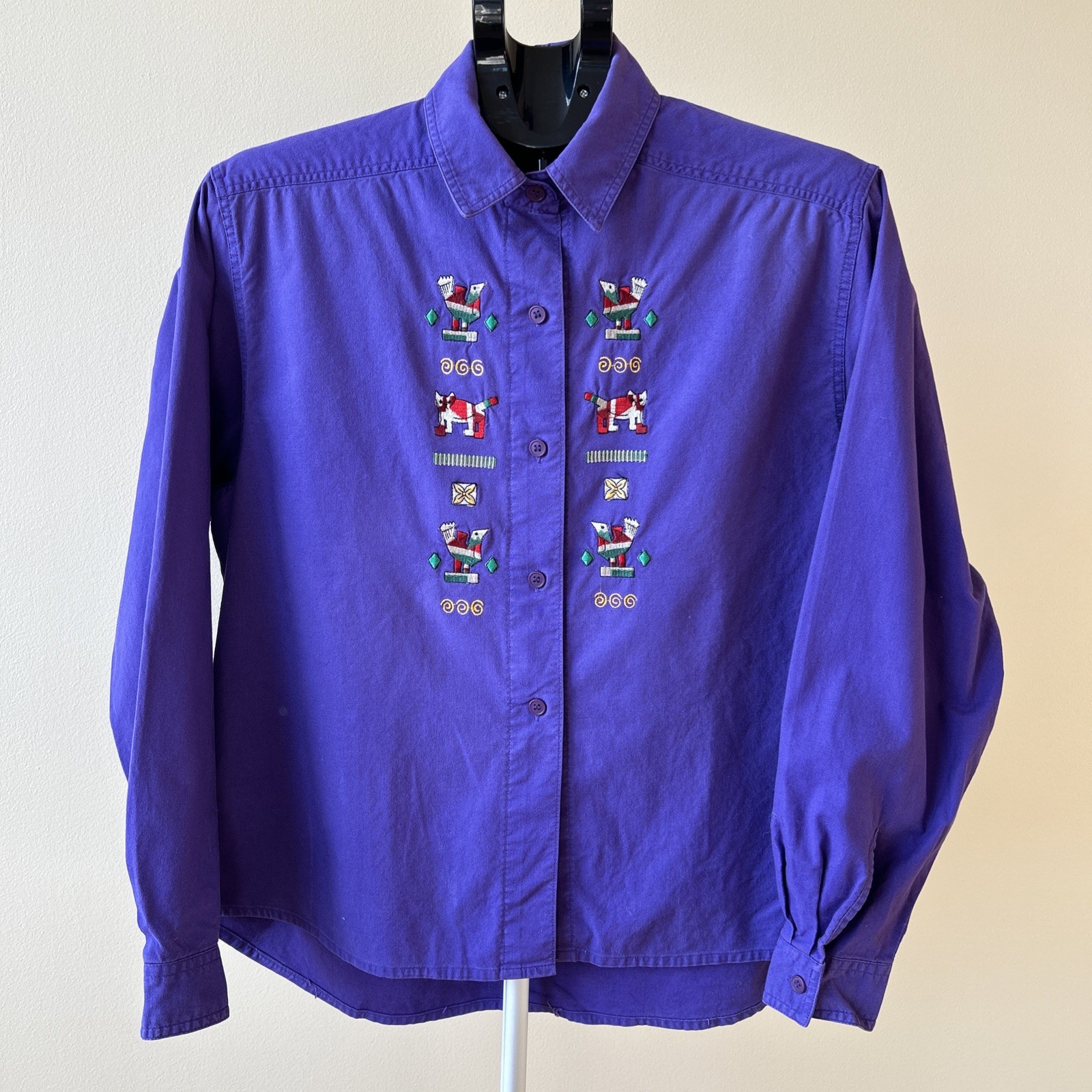Vintage 80’s Counterparts Womens Shirt Western Native Design Purple Size 14