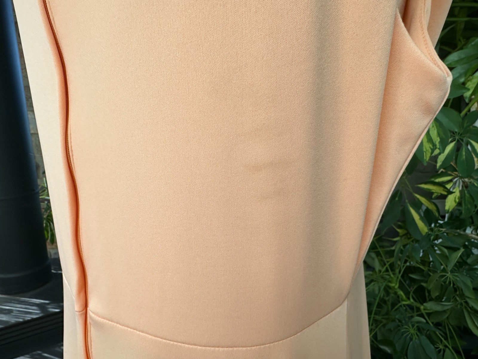 Vintage 1970s Peach Knit and Lace Formal Maxi Dress