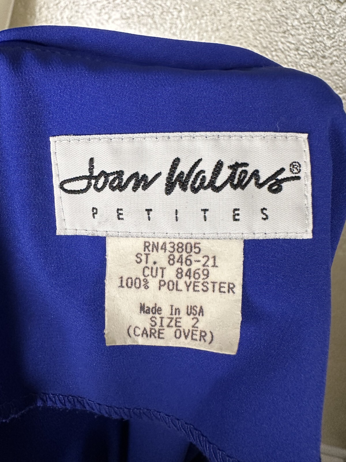 Vintage 1980s Ladies JOAN WALTERS Electric Blue Jumpsuit w/Studded Belt