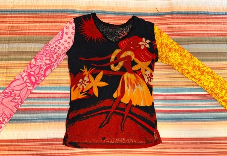Vintage Rare Custo Barcelona Tropical Hawaiian Dancer Long Sleeve Shirt