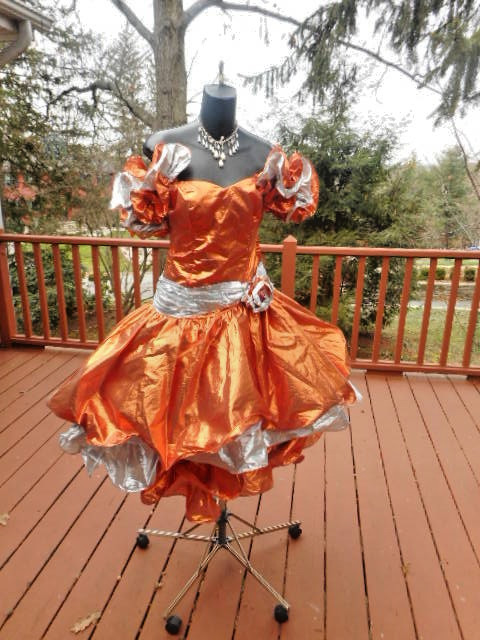 VINTAGE 1980s 80s prom dress TOTAL WILD CHILD METALLIC S rare piece