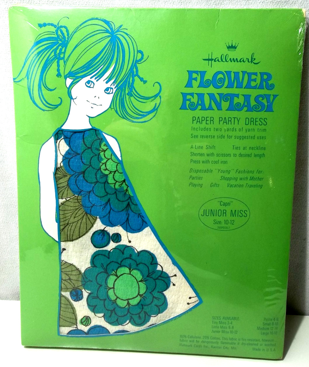 Vintage Hallmark Flower Fantasy Paper Party Dress „Capri” Junior Miss 10-12 NEW
