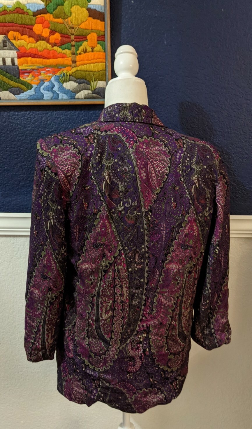 VTG Pia Rucci Paisley Floral Purple Jacket Blazer Sz 8 Medium M