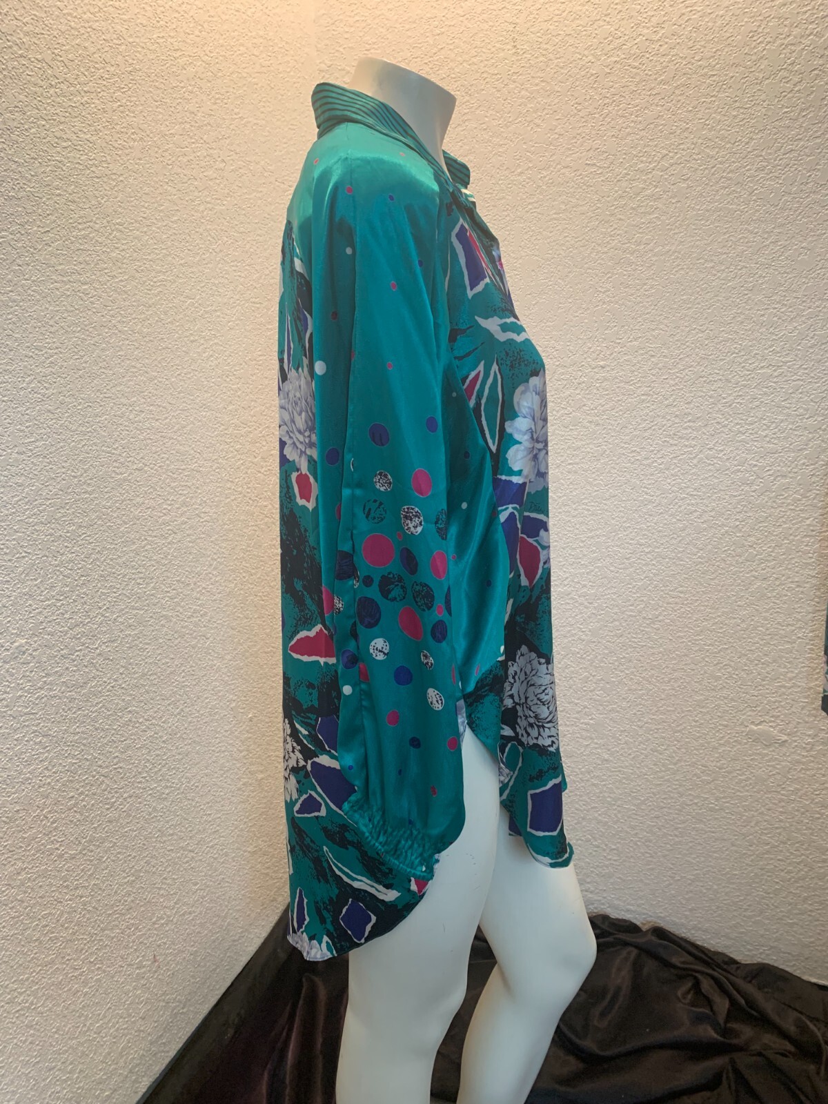 Vintage Diane Freis polyester skirt and tunic set w/sash aged elastic on skirt