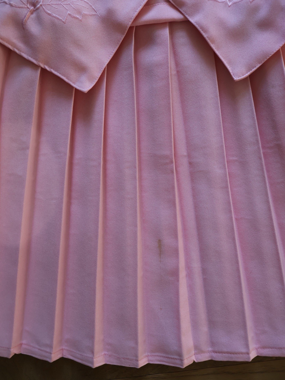 Vintage 1950s Bubblegum Pink Pleated Skirt Set Floral Italy Appliqué Embroidery