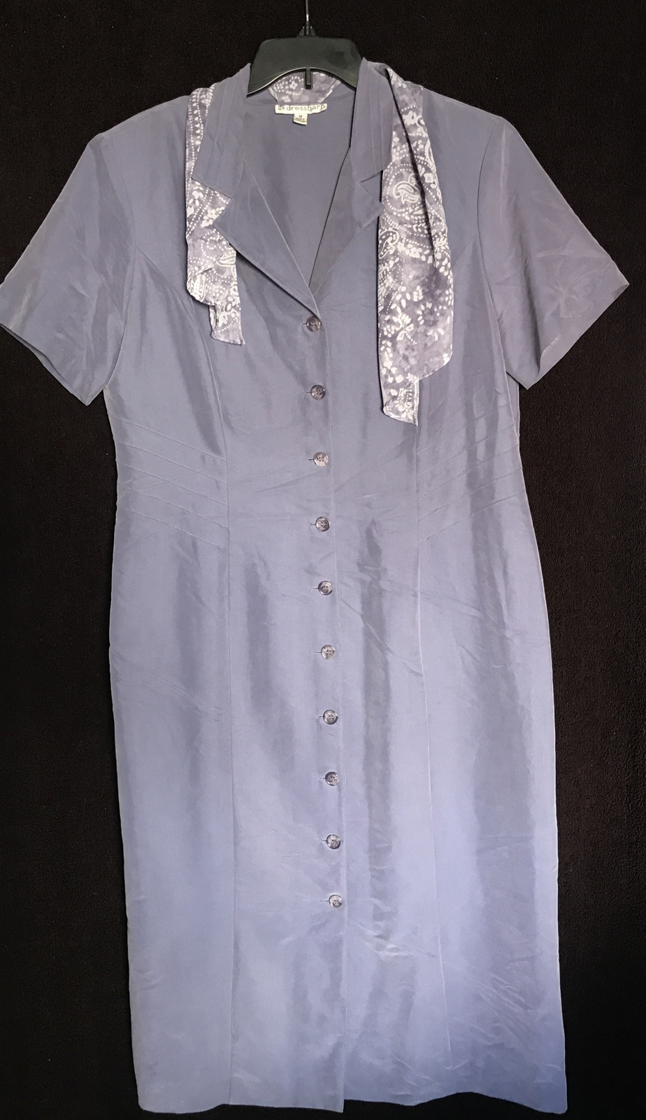 Vintage DRESSBARN lilac / purple button down collared dress shoulder pads. 16