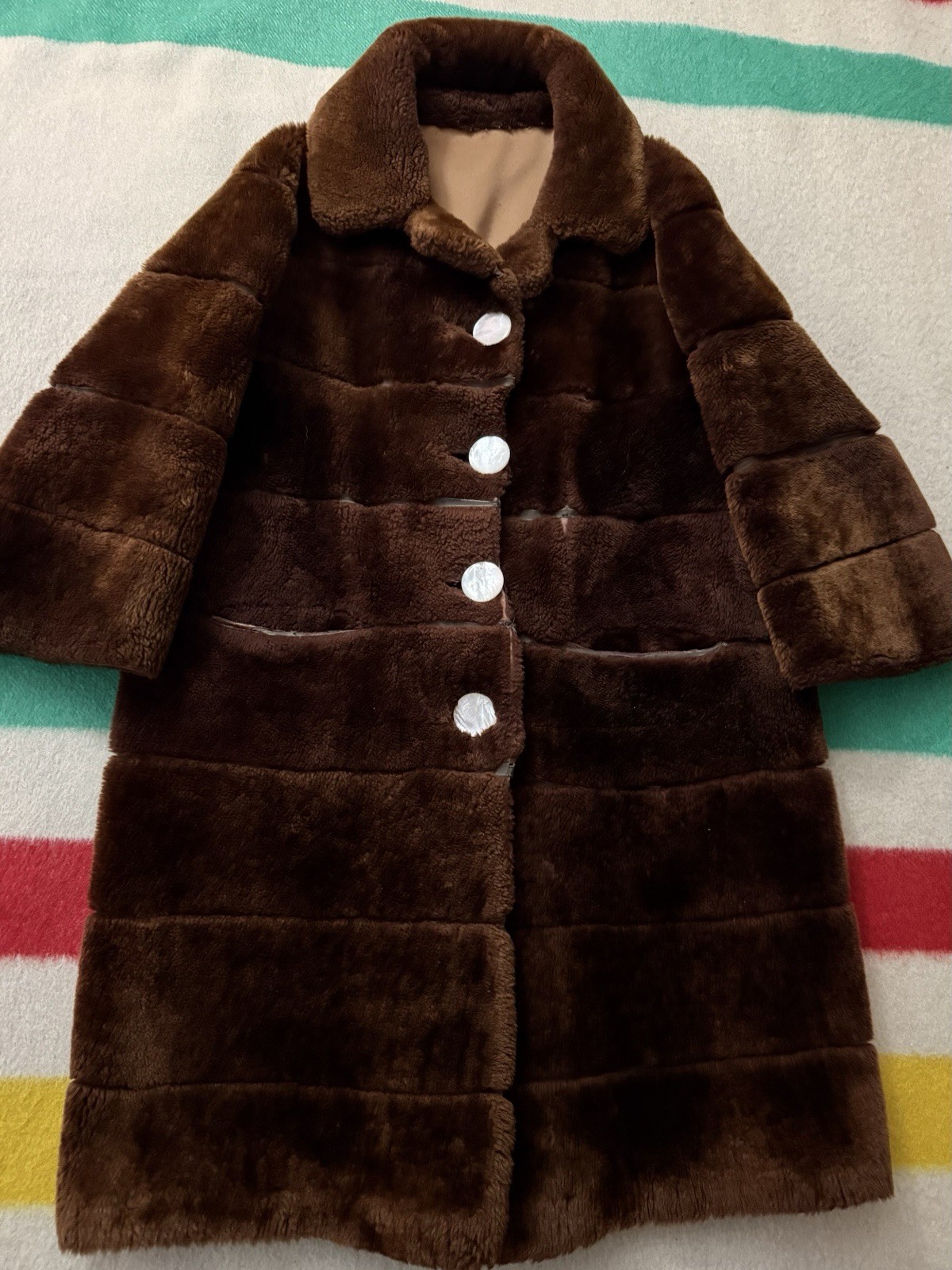 Vintage 30s 40s Mink? Seal? Real Brown Fur Coat 22.5×38 Oversized Medium M