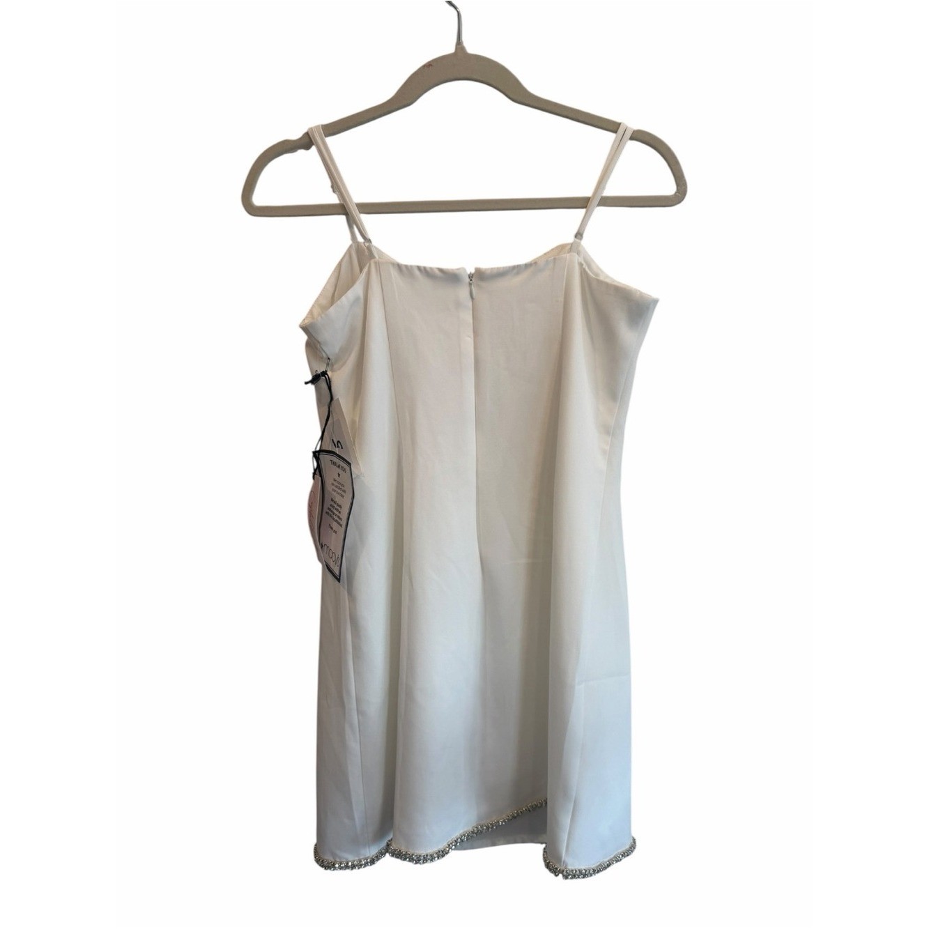 NWT Crystal Doll White Rhinestone Bow Sweetheart Mini Dress Size Large