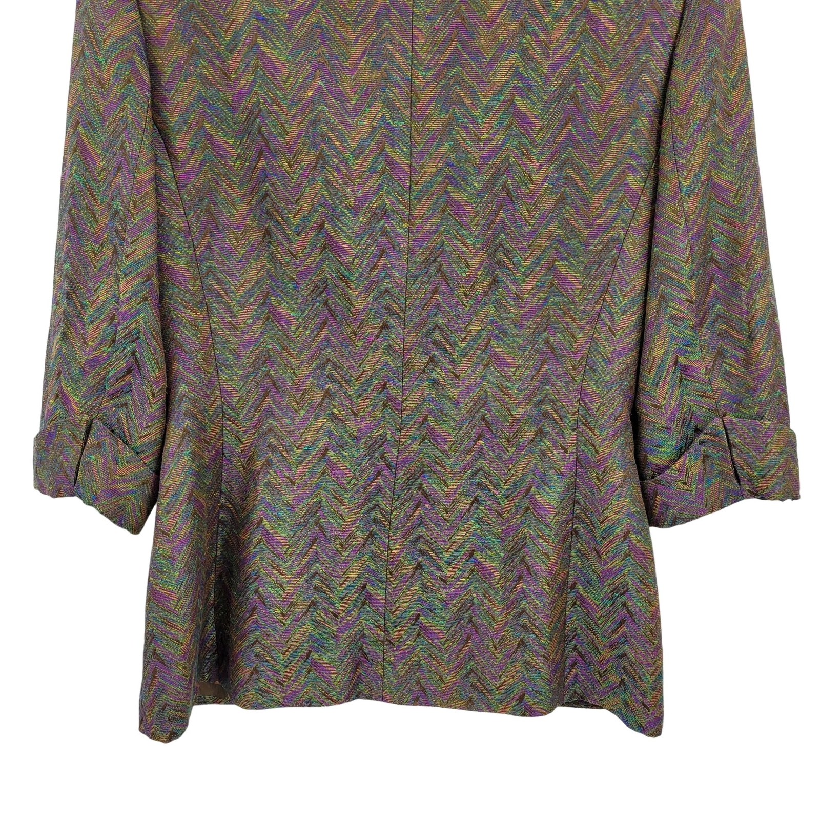 Womens 80’s Power Suit 8 Skirt Set Rainbow Chevron Psychedelic Twill Button