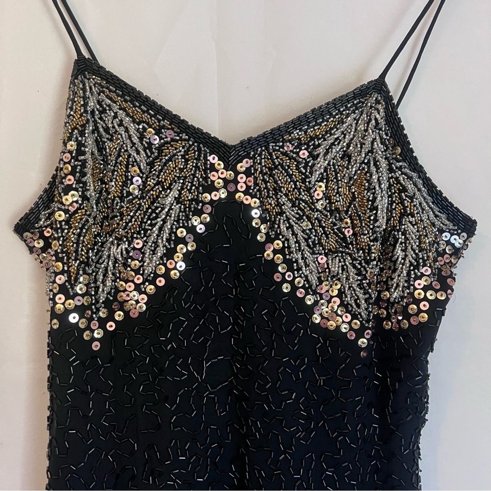 Sho Max Originals Vintage Party Dress Size Small. 100% Silk Beaded Holiday Dress
