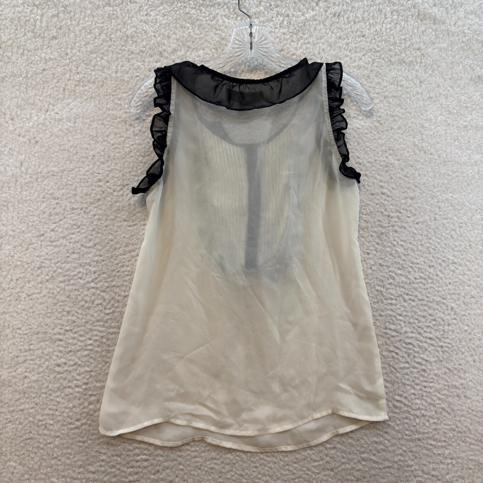 Y2K Vintage Mesh Top Small Cream Ivory Ruffle Edwardian Lolita Peter Pan Tuxedo