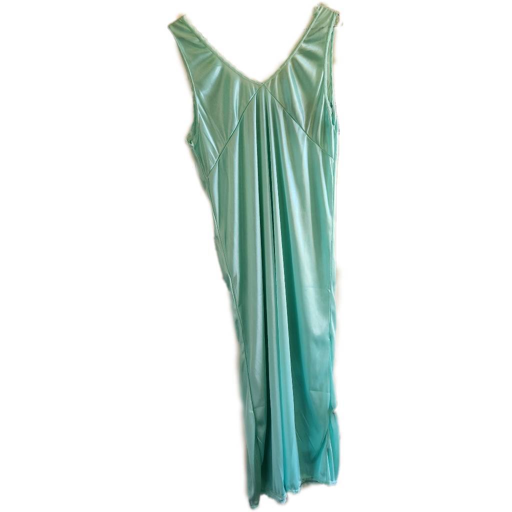 3 piece vintage Mint seafoam green robe nightgown and bottoms lace women’s S-M