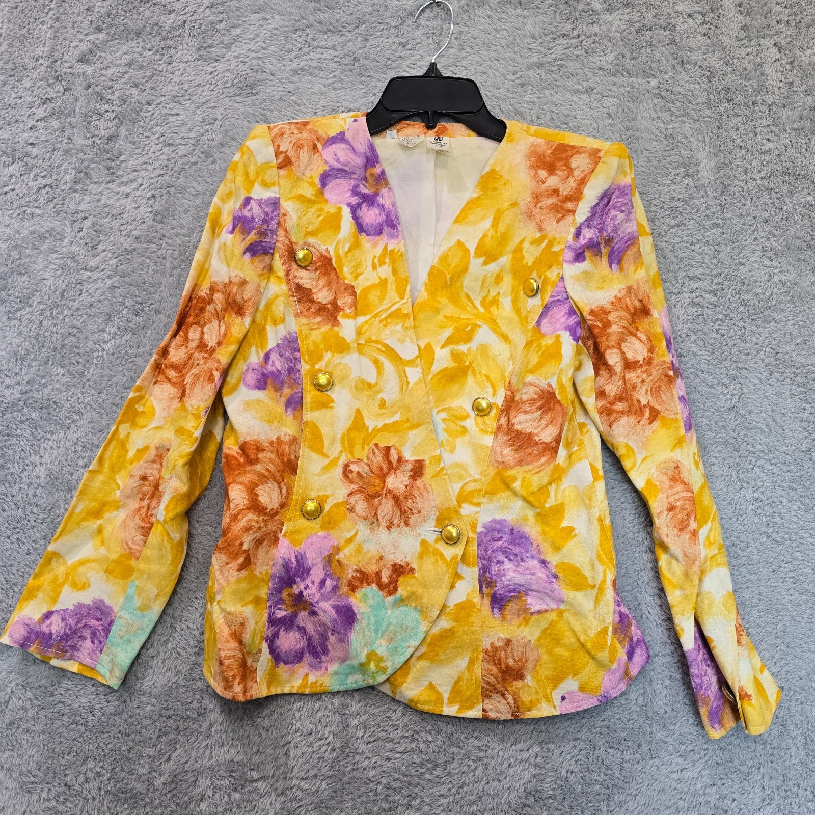Ungaro Parallele Paris Vintage Blazer Women’s Size 6 Modern 0 or 2 Floral Linen