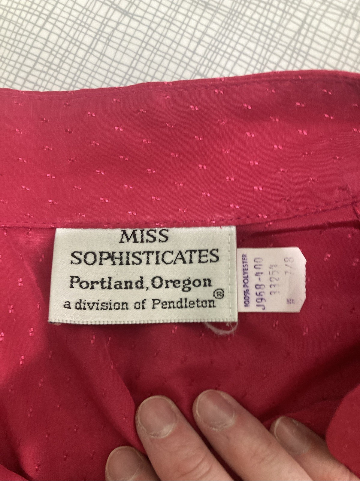 VTG 80s Miss Sophisticates Pendleton Hot Pink Pussybow Secretary Blouse 7/8 XS/S