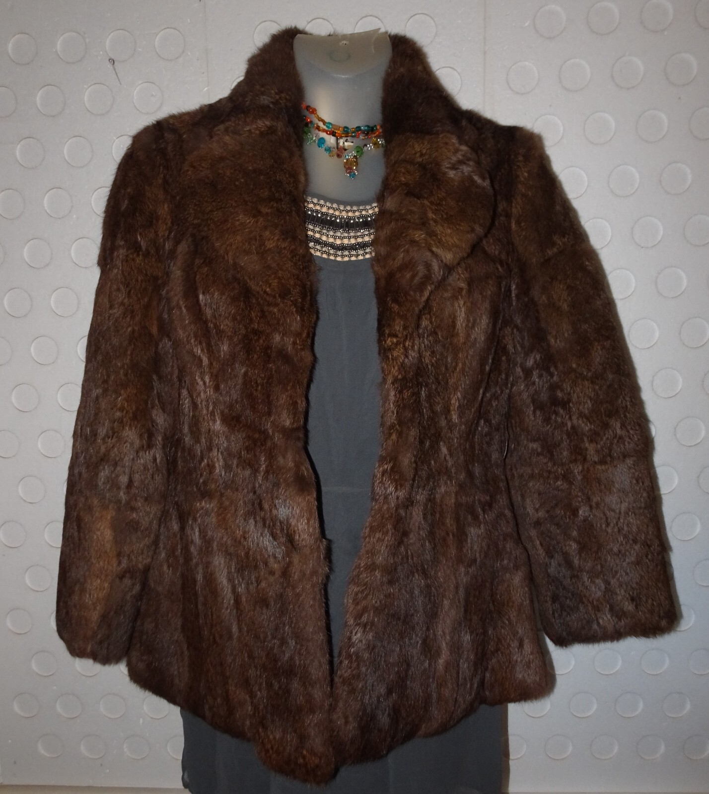 Genuine Rabbit Fur Brown Coat / Jacket S / M Chocolate