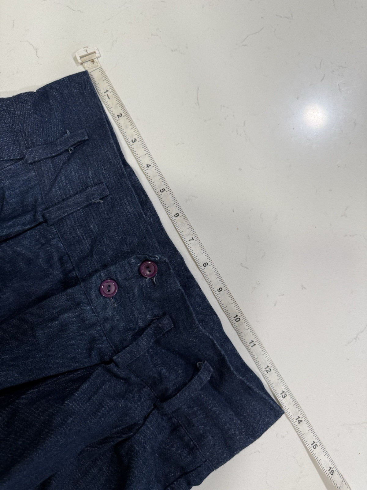 Vntg 1960/1970 Super High Waisted Wide Leg Dark Wash Jeans Waist 27 Hippy Disco