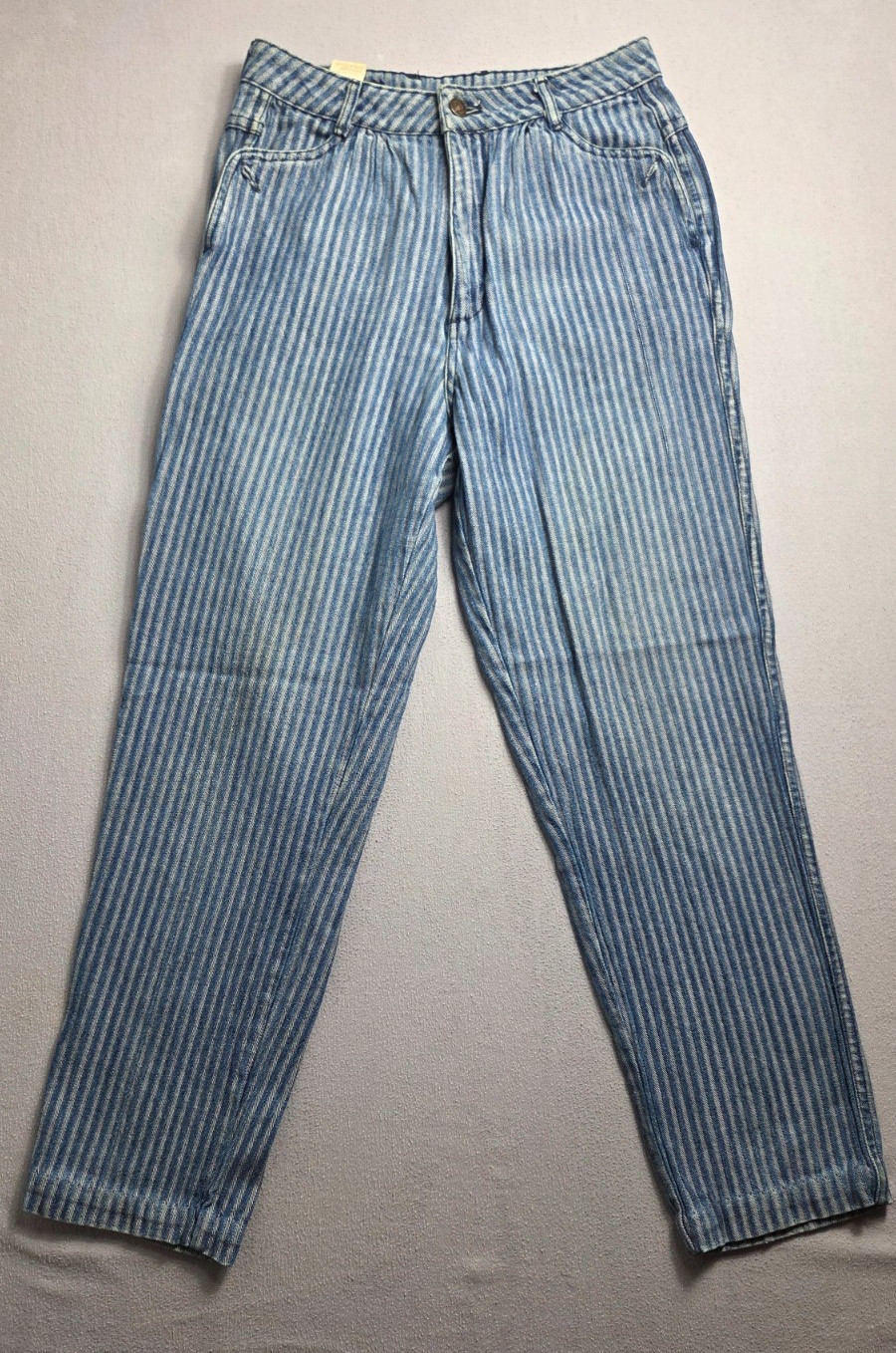 Vintage Sasson Jeans Womens 30×29 Pinstripes Conductor High Rise Button Pocket