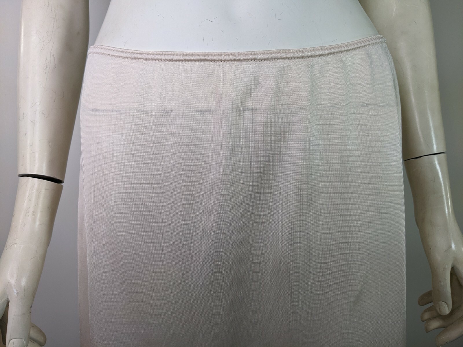 Nylon Lingerie Maidenform Half Slip Vintage Beige Vtg Lace Below Knee M
