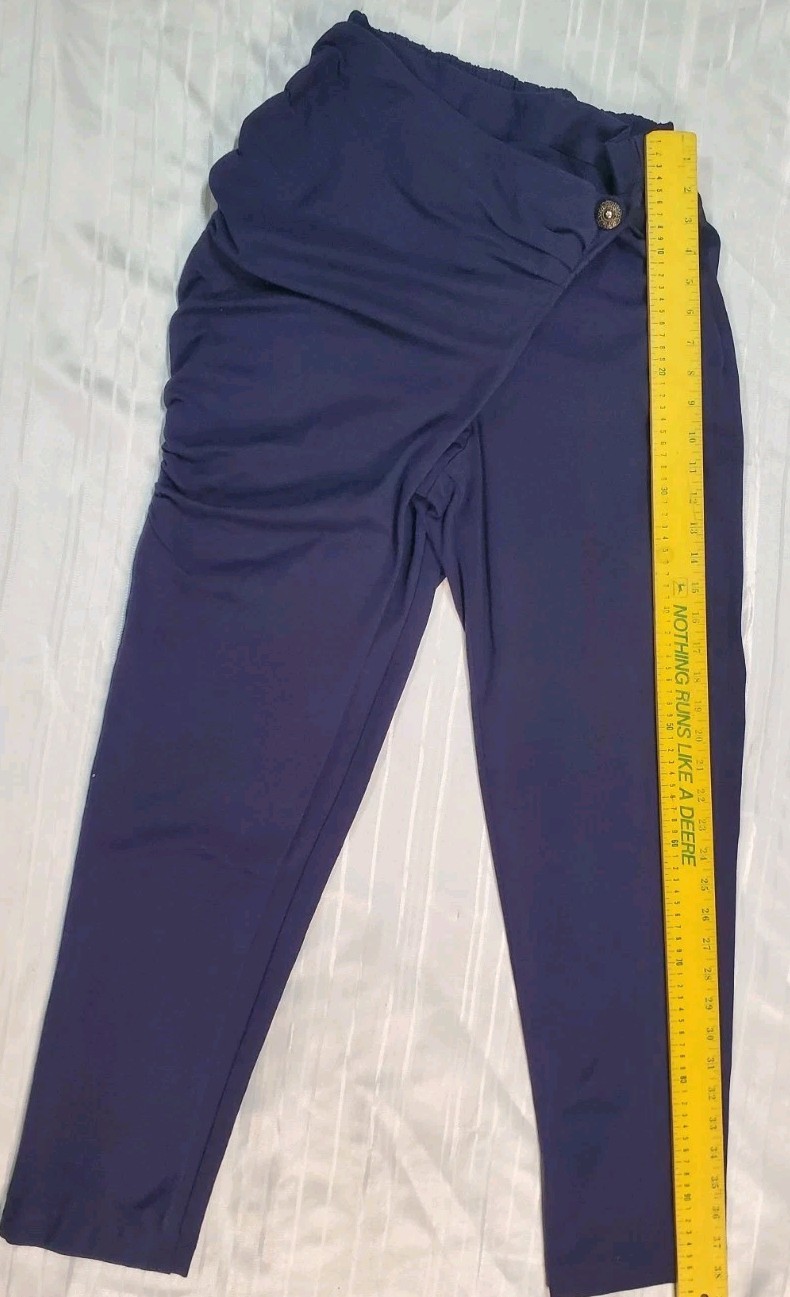 Vtg 80’s Fantaseas Collection Pants Juniors Size L Harem Ruched Flap Pants Navy
