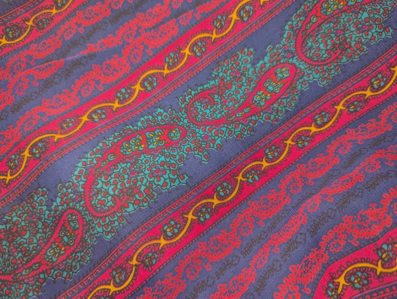 PELLINI By VON BRAMLETT Navy Blue Hot Pink SECRETARY Dress PAISLEY Vintage 80’s