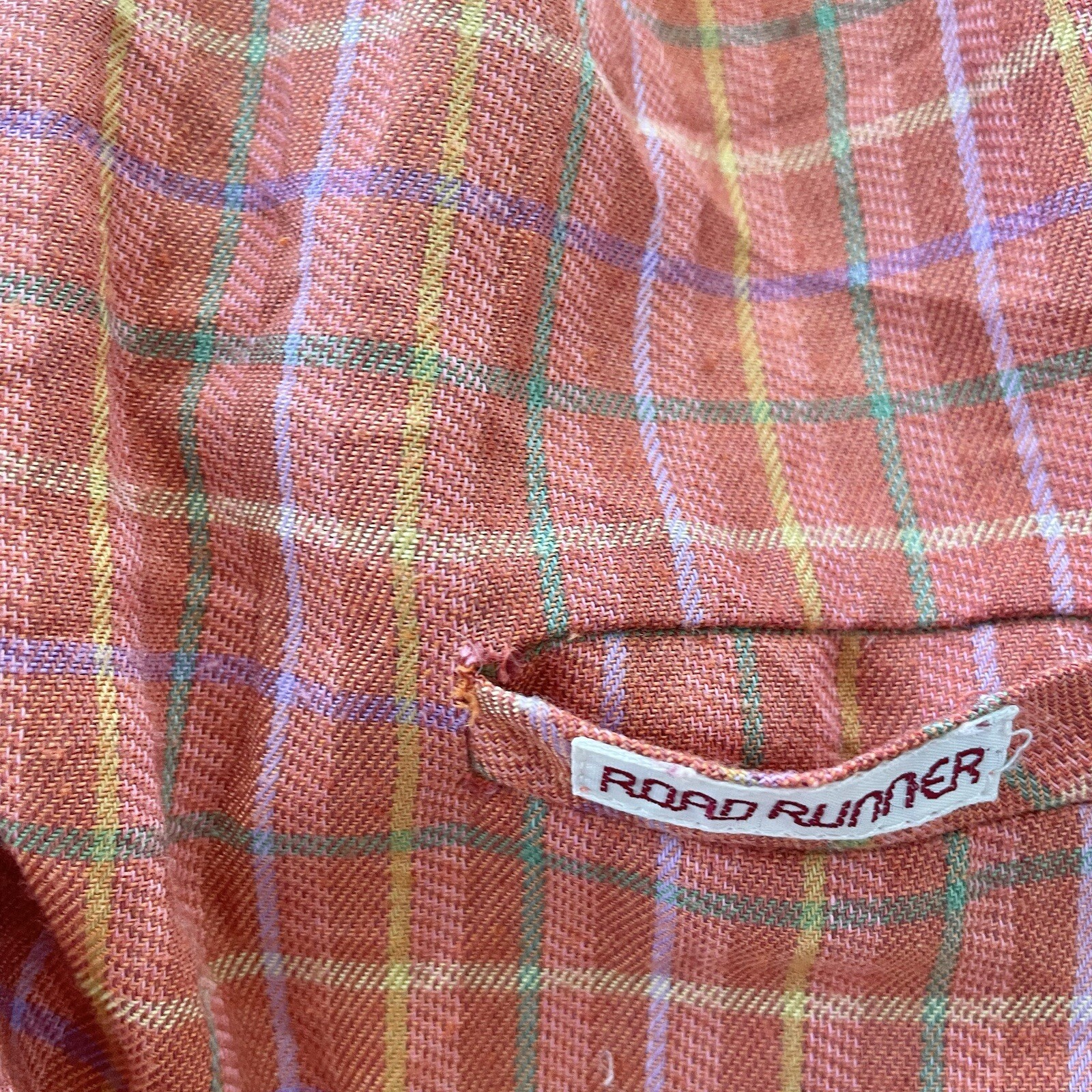 Vintage 80s 90s Road Runner Womens Brown Check Blouse Shirt Top Size Approx. L