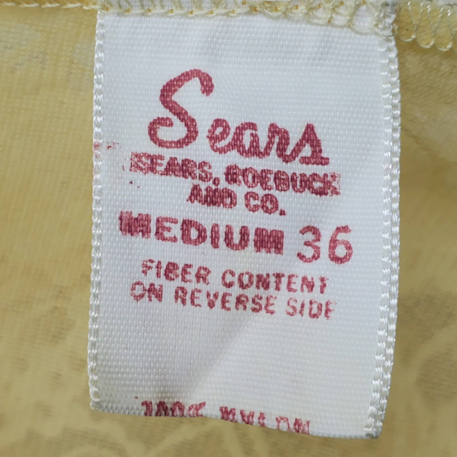 VTG 50s 60s Sears Roebuck Co Yellow Lace Chiffon Vest Peignoir Sheer Lingerie M