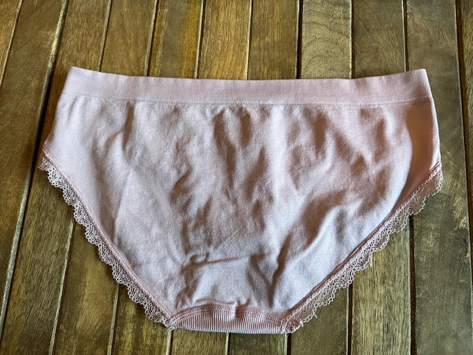 Vtg M Mauve Pink Hipster Bikini Panties W Lace Trim