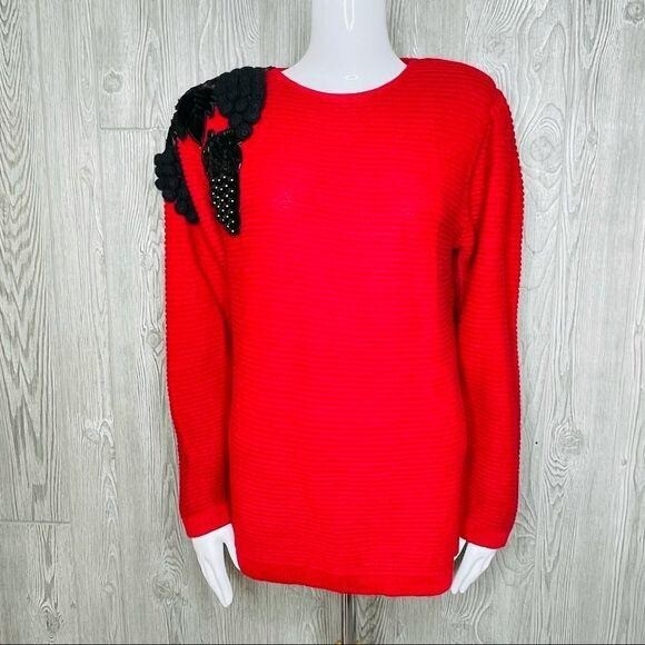 Nwt vintage 1980s beaded / sequin grape knit long sleeve sweater small