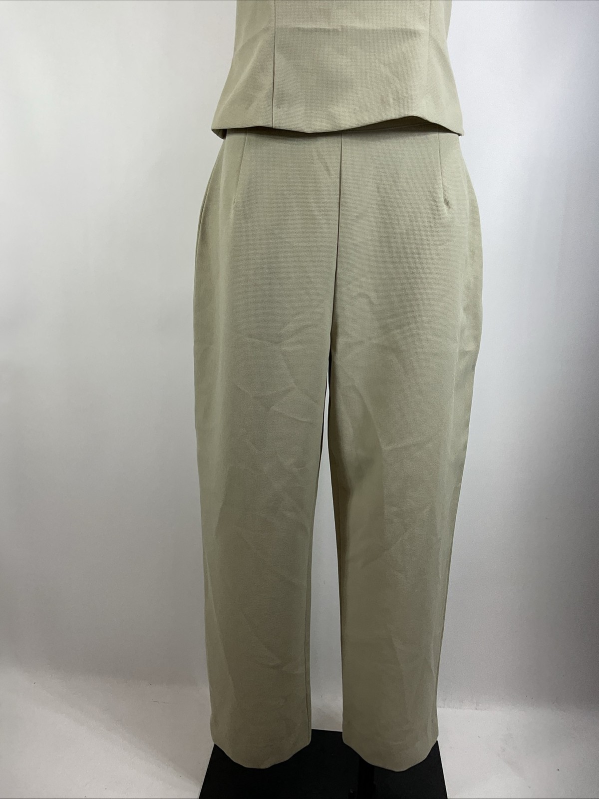 Vintage 90s y2k City Triangles Beige Olive 2pc Pant Tank Suit Set Office Career