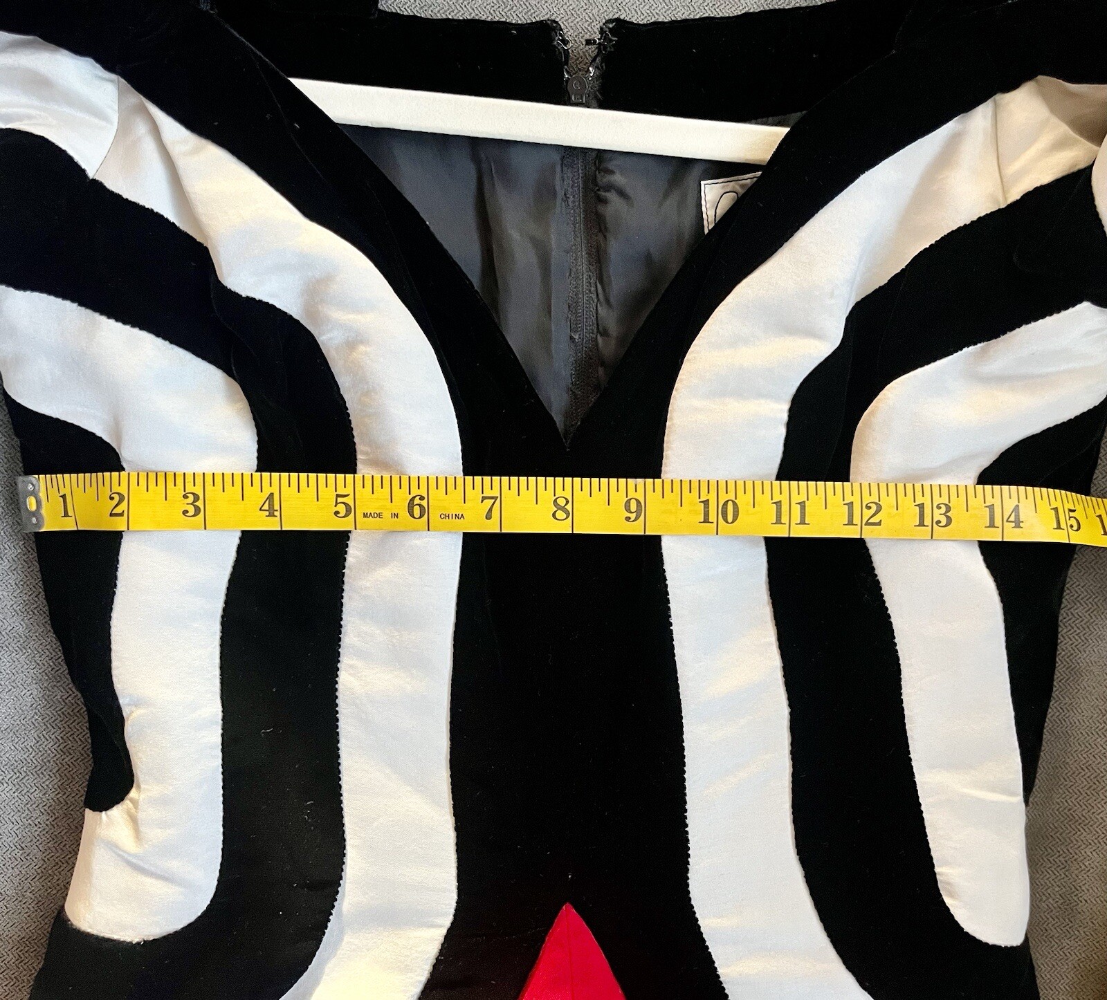 Vintage 1980s Fernando Pena Black White Red Dress Satin Velvet Bows Unique Rare
