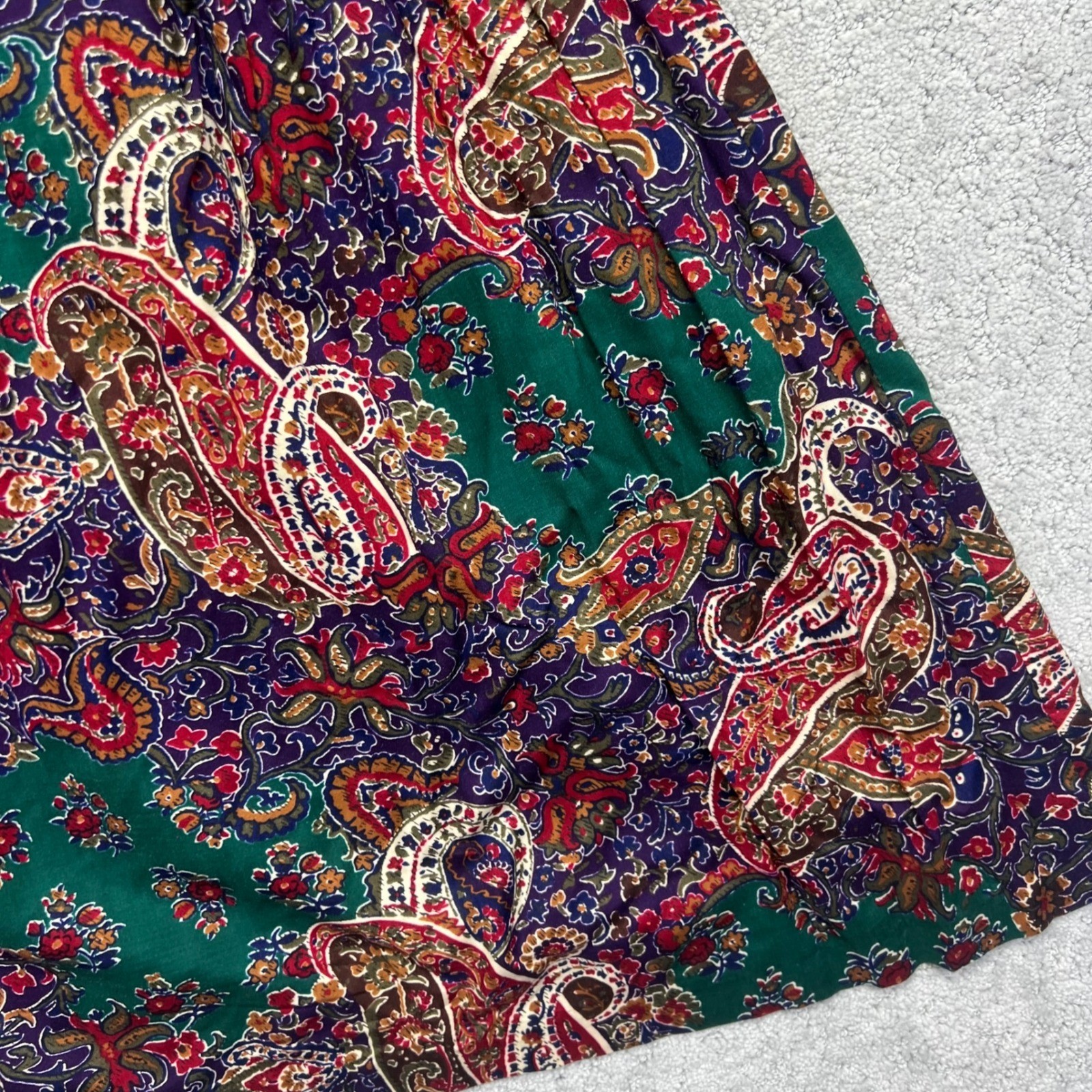 VINTAGE Briggs New York Skirt Size 8 Paisley Maxi Belted Pleated Rayon NWT