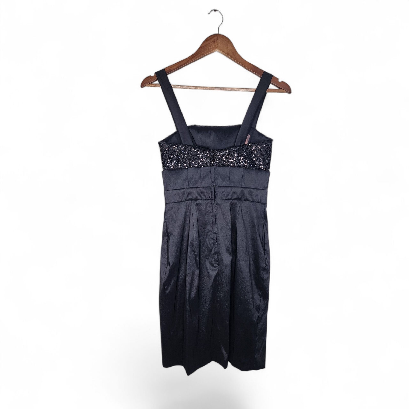 1980s Jessica McClintock Sleeveless Sequin Bodice Vintage Dress in Black Size 4