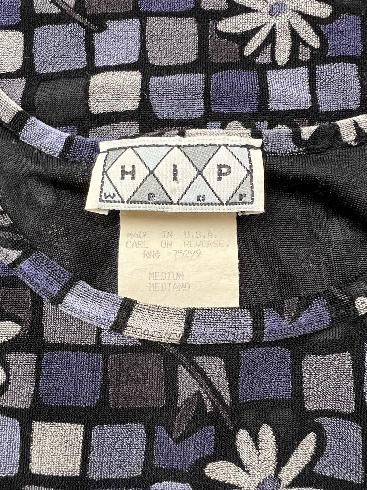 H. I. P. Wear 90s Y2K Juniors Cropped Top Sz M Black/Purple Flowers Stretch