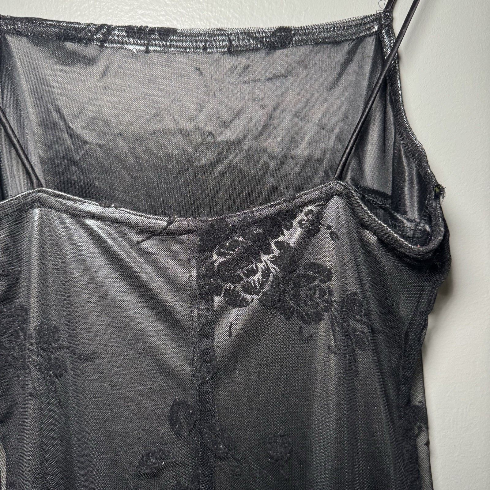 Vintage 90s L.A. Glo Foil Formal Dress Prom S Homecoming Lace