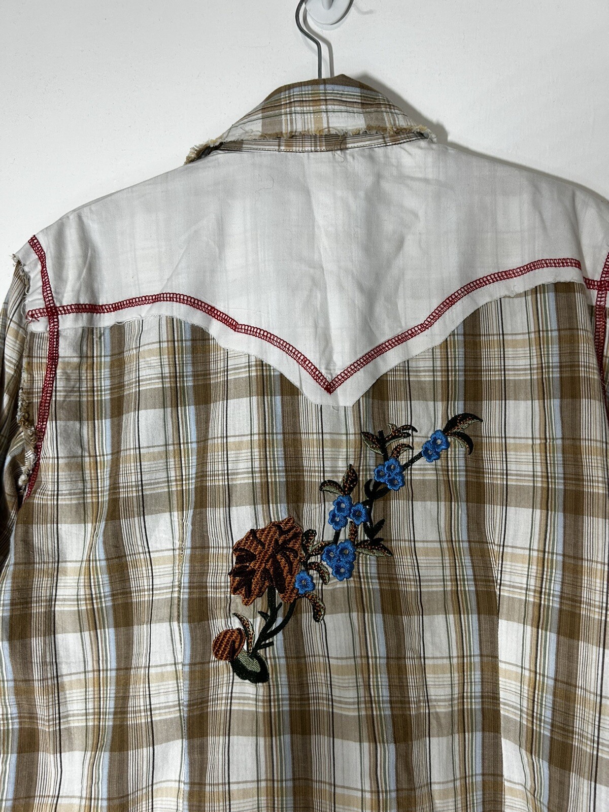 Vintage Oliver Western Southwest Embroidered 100% Cotton Raw Hem Shirt Size L