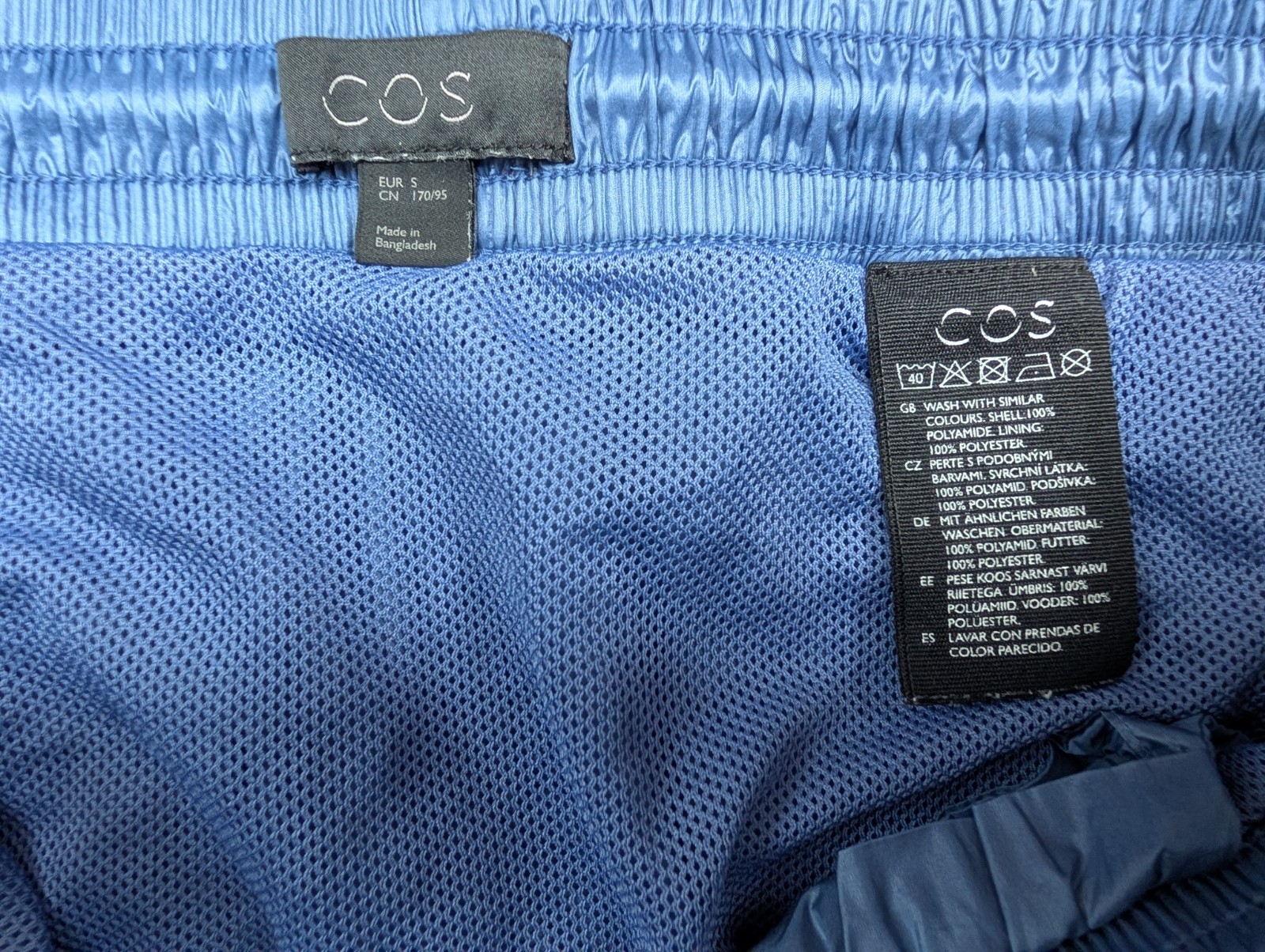 COS Gloss Nylon Shorts Running Womens S Blue Gym Running Sprinter Retro Sports