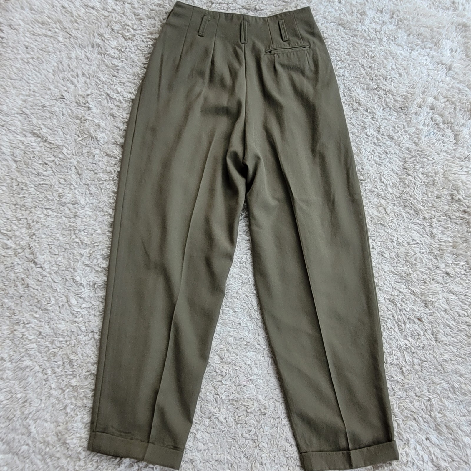 VTG Together Spiegel Olive Green Cuffed Pleated High Waist Pants 90s Wmn’s 27×30