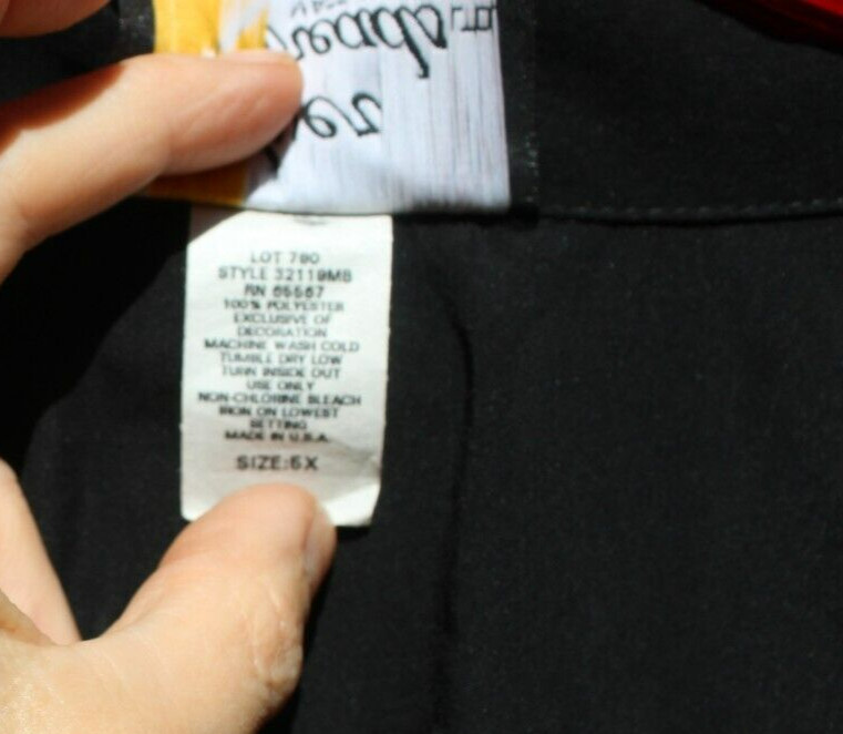 Vintage 1980’s Silver Threads Size 5X Women’s Black Blouse w Gold Accents