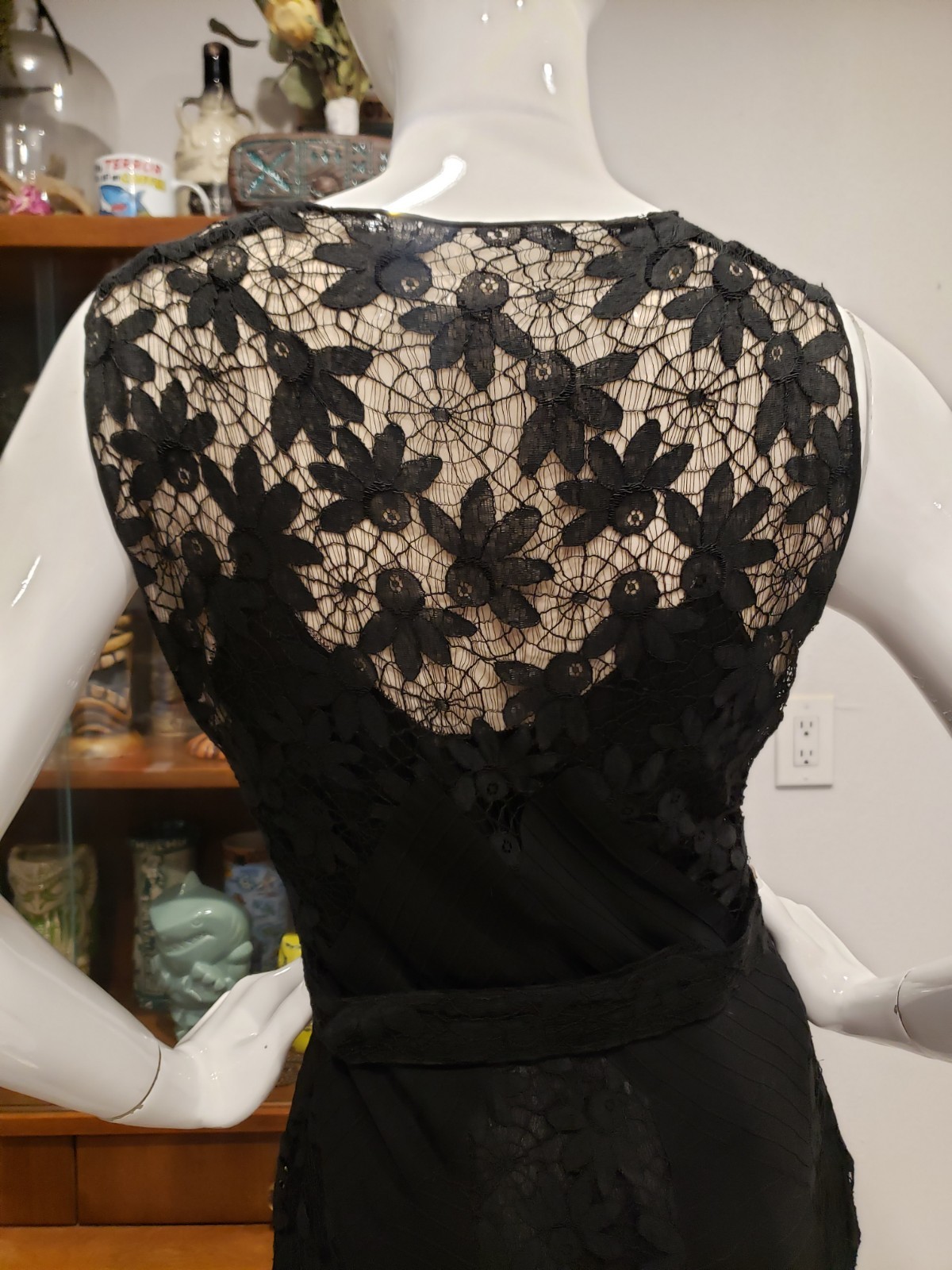 Vintage 1930s Spider Web Lace Silk Chiffon Three Piece Jacket Dress Set Sm