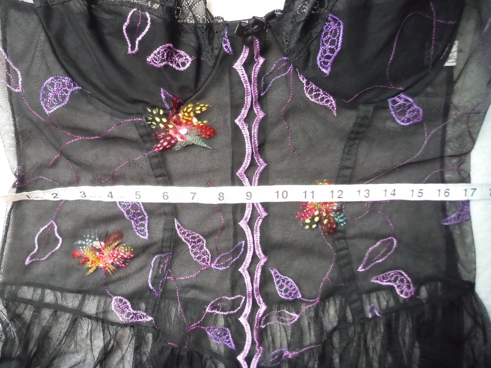 VTG FARIS NWT Sheer Baby Doll Feathers Tulle Skirt Amazing & Rare! 2X Runs Small