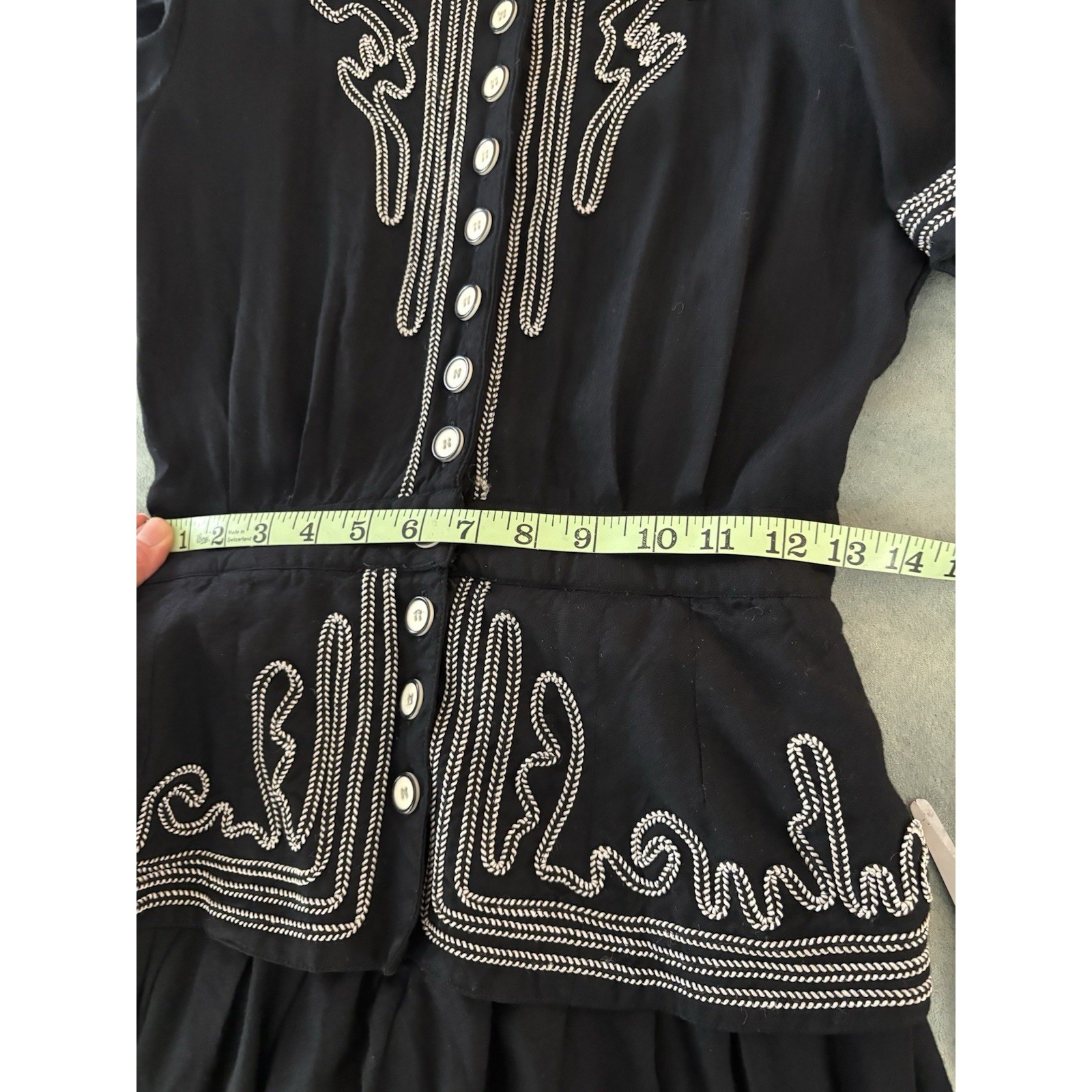 VTG Womens 80s Long Dress Western Dolly Parton Country Prairie Rodeo Cord Sz 4