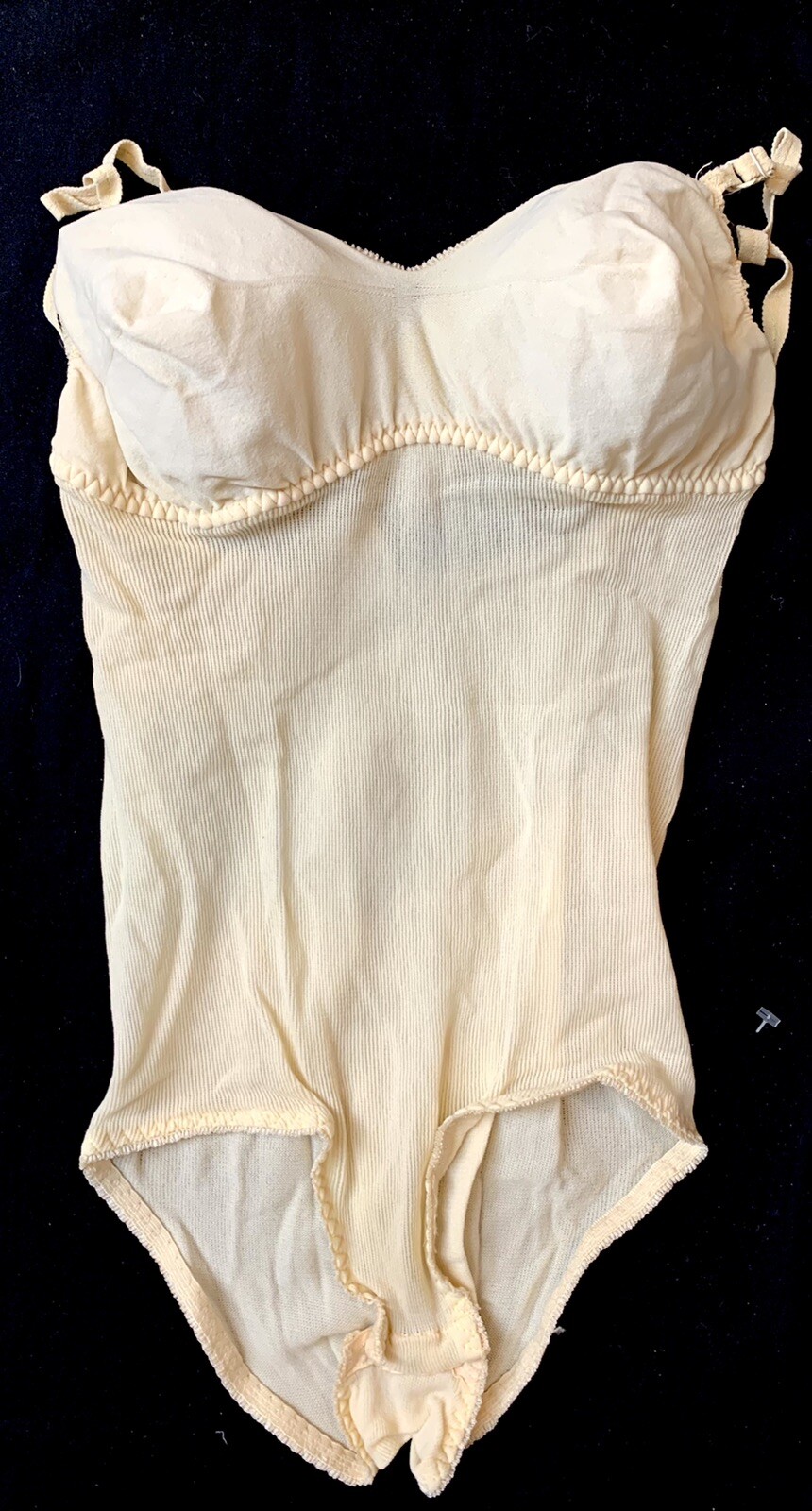Nuthin by N&MO NEMO Beige Vintage Ribbed Bodysuit All-in-One Style 6210 Small S