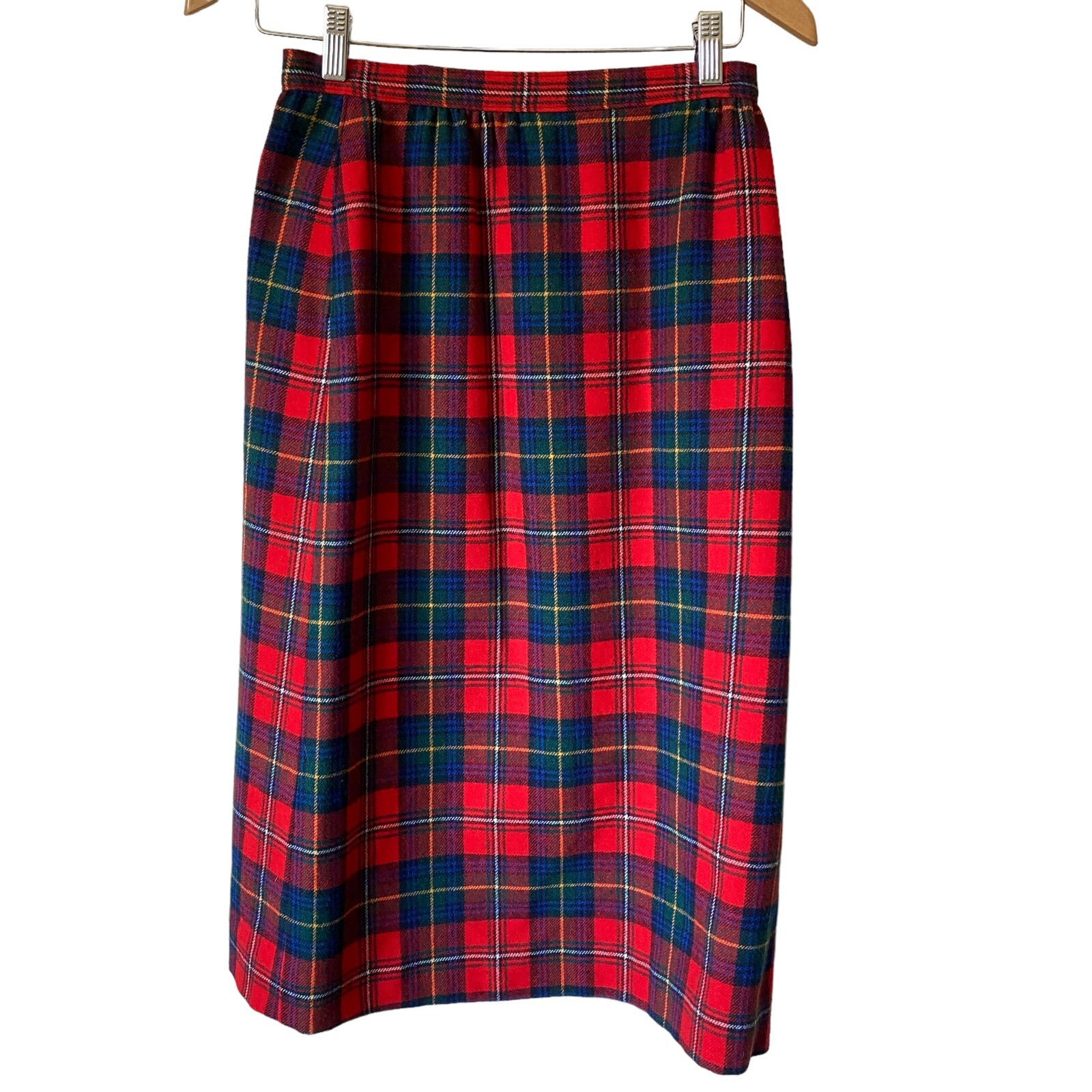 Vintage Pendleton Wool Boyd Tartan Plaid Skirt Waist 27 Inch Midi Lined Pockets