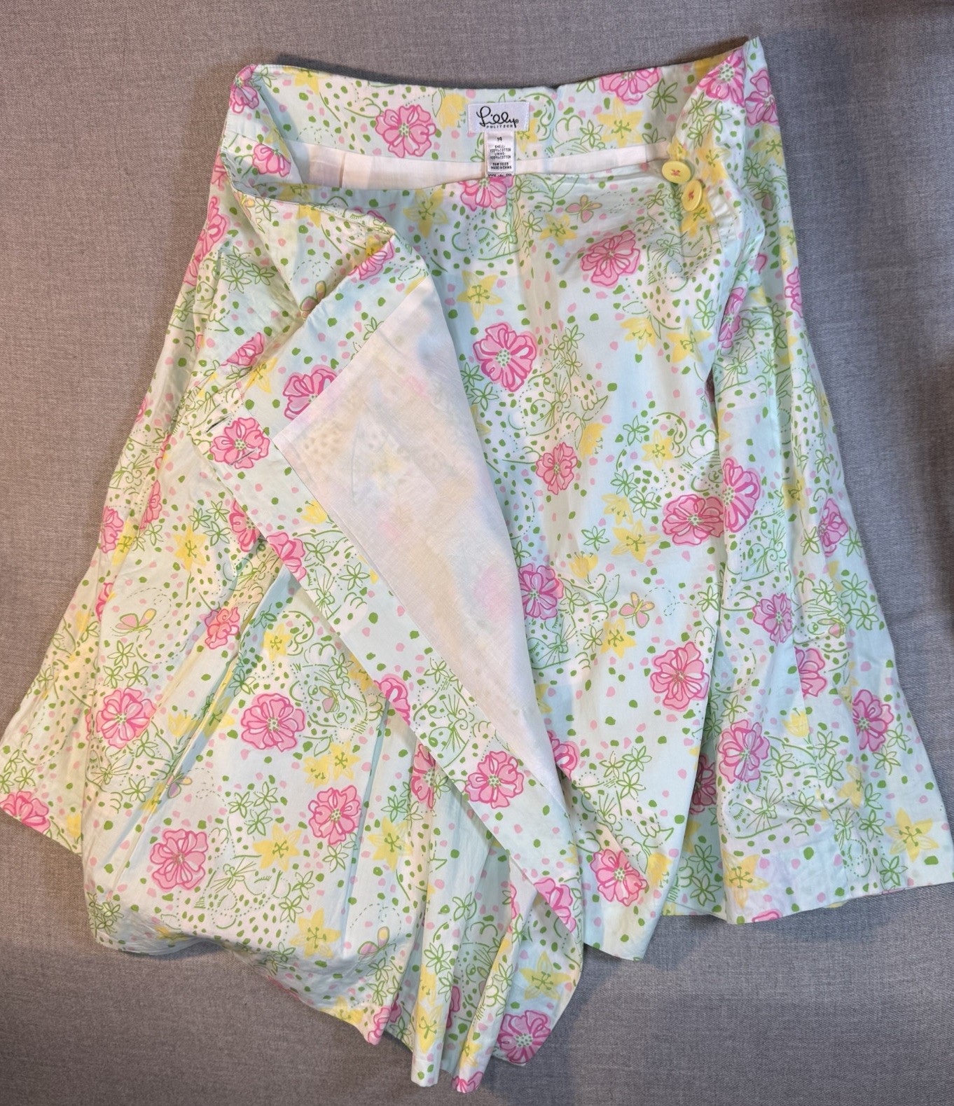 Vintage LILLY PULITZER White Label Pleated Meadow Skirt Sz 14 Summer Floral