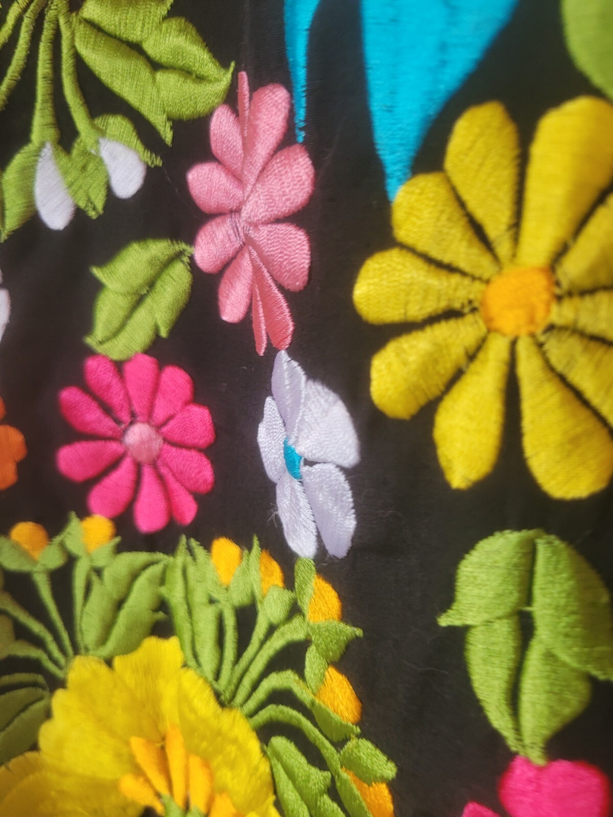Vintage Black Jacket With Colorful Floral Embroidery By Chuchi